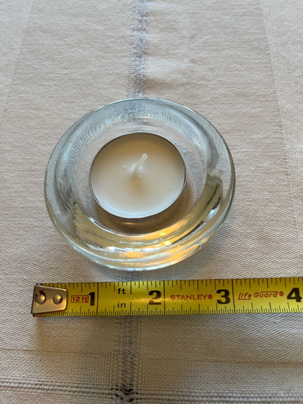 Clear Glass Tealight Candle Holder with White Tealight - Unbranded - Picture 2 of 2